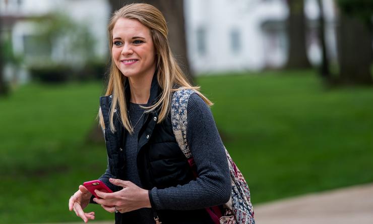 student walking